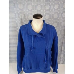 Women's Jacket Size Petite‎ Large Allison Smith Blue Pullover Button Up Vintage